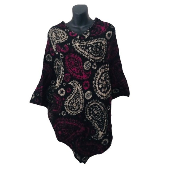 NWT Boho Sweater Poncho Shawl. One Size fit to 16 - Picture 1 of 4